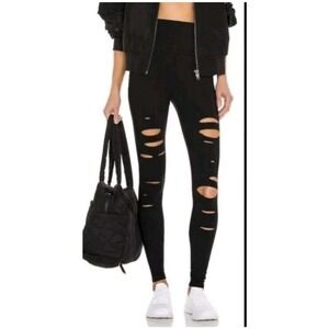 ALO Yoga Ripped Warrior Legging Black Women's Size XS High Rise Activewear